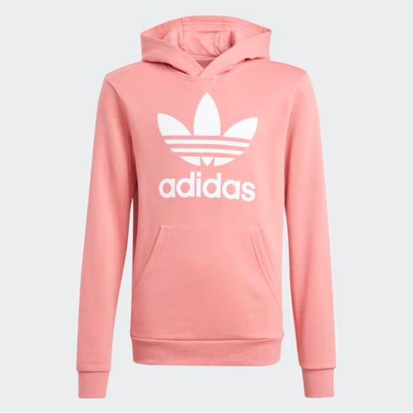 Adidas Junior, extra large trefoil long sleeve hoodie, colored dust, pink - Picture 2 of 9